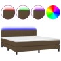 Box spring bed mattress LED lights dark brown fabric 180x200cm by , Beds and slatted bases - Ref: Foro24-3133336, Price: 551,...