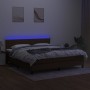 Box spring bed mattress LED lights dark brown fabric 180x200cm by , Beds and slatted bases - Ref: Foro24-3133336, Price: 551,...