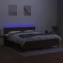Box spring bed mattress LED lights dark brown fabric 180x200cm by , Beds and slatted bases - Ref: Foro24-3133336, Price: 525,...