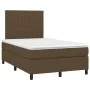 Box spring bed with mattress and LED dark brown fabric 120x200 cm by , Beds and slatted bases - Ref: Foro24-3135024, Price: 4...