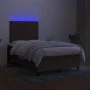 Box spring bed with mattress and LED dark brown fabric 120x200 cm by , Beds and slatted bases - Ref: Foro24-3135024, Price: 4...