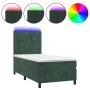 Box spring bed with mattress and LED dark green velvet 90x200 cm by , Beds and slatted bases - Ref: Foro24-3136224, Price: 34...
