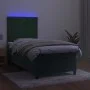 Box spring bed with mattress and LED dark green velvet 90x200 cm by , Beds and slatted bases - Ref: Foro24-3136224, Price: 34...