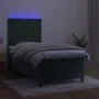 Box spring bed with mattress and LED dark green velvet 100x200cm by , Beds and slatted bases - Ref: Foro24-3136230, Price: 36...