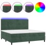 Cama box spring colchón y LED terciopelo verde oscuro 200x200cm de , Camas y somieres - Ref: Foro24-3136266, Precio: 707,92 €...