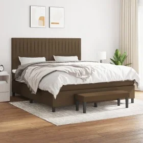 Box spring bed with dark brown fabric mattress 160x200 cm by , Beds and slatted bases - Ref: Foro24-3136768, Price: 569,79 €,...