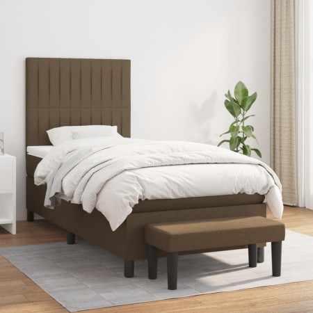 Box spring bed with dark brown fabric mattress 90x200 cm by , Beds and slatted bases - Ref: Foro24-3136728, Price: 390,49 €, ...