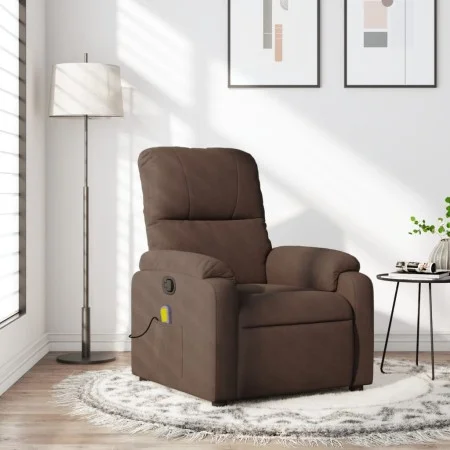 Sillón reclinable de masaje tela de microfibra marrón by , Armchairs - Ref: Foro24-373455, Price: 233,26 €, Discount: %