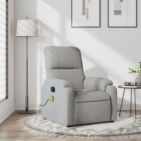 Lehnsessel mit Massagefunktion aus hellgrauem Mikrofaserstoff. von , Sessel - Ref: Foro24-373457, Preis: 230,89 €, Rabatt: %