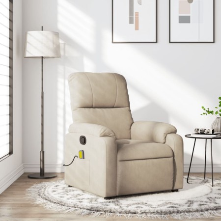 Sillón reclinable de masaje tela de microfibra color crema by , Armchairs - Ref: Foro24-373460, Price: 255,18 €, Discount: %