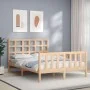 Estructura de cama de matrimonio con cabecero madera maciza de , Camas y somieres - Ref: Foro24-3192076, Precio: 136,09 €, De...