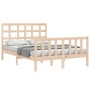 Double bed frame with solid wood headboard by , Beds and slatted bases - Ref: Foro24-3192076, Price: 137,99 €, Discount: %
