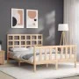 Doppelbettgestell mit Kopfteil aus Massivholz von , Betten und Lattenroste - Ref: Foro24-3192076, Preis: 136,09 €, Rabatt: %