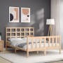 Double bed frame with solid wood headboard by , Beds and slatted bases - Ref: Foro24-3192076, Price: 137,99 €, Discount: %