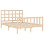 Double bed frame with solid wood headboard by , Beds and slatted bases - Ref: Foro24-3192076, Price: 137,99 €, Discount: %