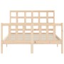 Double bed frame with solid wood headboard by , Beds and slatted bases - Ref: Foro24-3192076, Price: 137,99 €, Discount: %