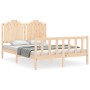 Bed frame with solid wood headboard 140x200 cm by , Beds and slatted bases - Ref: Foro24-3192296, Price: 149,21 €, Discount: %