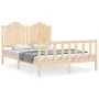 Estructura de cama con cabecero madera maciza 140x200 cm de , Camas y somieres - Ref: Foro24-3192296, Precio: 147,24 €, Descu...