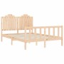 Bed frame with solid wood headboard 140x200 cm by , Beds and slatted bases - Ref: Foro24-3192296, Price: 149,21 €, Discount: %