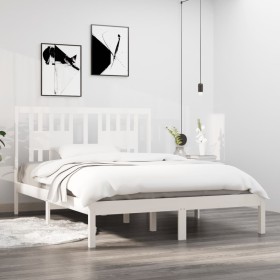 Weißer Massivholzbettrahmen 135x190 cm von , Betten und Lattenroste - Ref: Foro24-3104039, Preis: 144,69 €, Rabatt: %