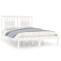 Weißer Massivholzbettrahmen 135x190 cm von , Betten und Lattenroste - Ref: Foro24-3104039, Preis: 144,69 €, Rabatt: %