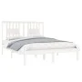 Estructura de cama de madera maciza blanca 135x190 cm de , Camas y somieres - Ref: Foro24-3104039, Precio: 142,68 €, Descuent...