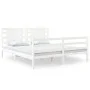 Massives Bettgestell aus weißem Kiefernholz, 135 x 190 cm von , Betten und Lattenroste - Ref: Foro24-3104259, Preis: 155,11 €...