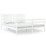 Massives Bettgestell aus weißem Kiefernholz, 135 x 190 cm von , Betten und Lattenroste - Ref: Foro24-3104259, Preis: 159,56 €...