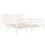 Massives Bettgestell aus weißem Kiefernholz, 135 x 190 cm von , Betten und Lattenroste - Ref: Foro24-3104259, Preis: 155,11 €...