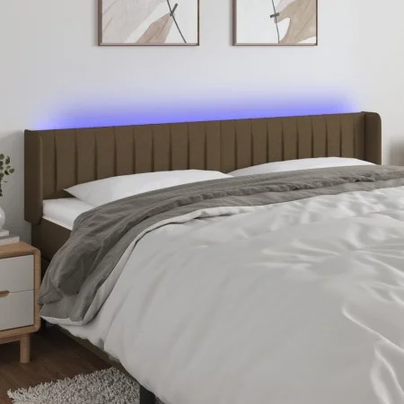Dunkelbraunes Stoffkopfteil mit LED 163x16x78/88 cm von , Kopf- und Fußteile - Ref: Foro24-3123483, Preis: 68,16 €, Rabatt: %
