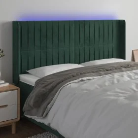 Dunkelgrünes Samtkopfteil mit LED 163x16x118/128 cm von , Kopf- und Fußteile - Ref: Foro24-3124343, Preis: 138,50 €, Rabatt: %