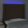Headboard with LED in dark brown fabric 93x16x118/128 cm by , Headboards and footboards - Ref: Foro24-3124271, Price: 72,19 €...