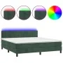 Box spring bed with mattress and LED dark green velvet 180x200cm by , Beds and slatted bases - Ref: Foro24-3134540, Price: 55...