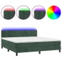 Boxspringbett mit Matratze und LED-Samt in Dunkelgrün, 180 x 200 cm von , Betten und Lattenroste - Ref: Foro24-3134540, Preis...