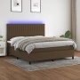 Boxspringbettmatratze LED-Leuchten dunkelbrauner Stoff 160x200cm von , Betten und Lattenroste - Ref: Foro24-3135048, Preis: 5...