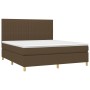 Cama box spring colchón luces LED tela marrón oscuro 180x200cm de , Camas y somieres - Ref: Foro24-3135616, Precio: 611,95 €,...
