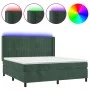 Box spring bed with mattress and LED dark green velvet 160x200cm by , Beds and slatted bases - Ref: Foro24-3139694, Price: 60...
