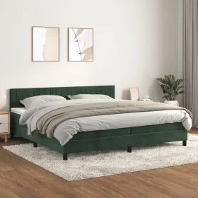 Box spring bed with dark green velvet mattress 200x200 cm by , Beds and slatted bases - Ref: Foro24-3141446, Price: 613,08 €,...
