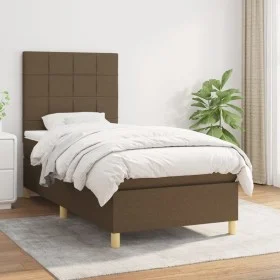 Box spring bed with dark brown fabric mattress 80x200 cm by , Beds and slatted bases - Ref: Foro24-3142292, Price: 318,19 €, ...