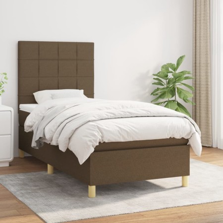 Box spring bed with dark brown fabric mattress 80x200 cm by , Beds and slatted bases - Ref: Foro24-3142292, Price: 323,86 €, ...