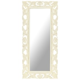 Handgeschnitzter Spiegel massives Mangoholz weiß 110x50 cm von , Spiegel - Ref: Foro24-321643, Preis: 132,04 €, Rabatt: %