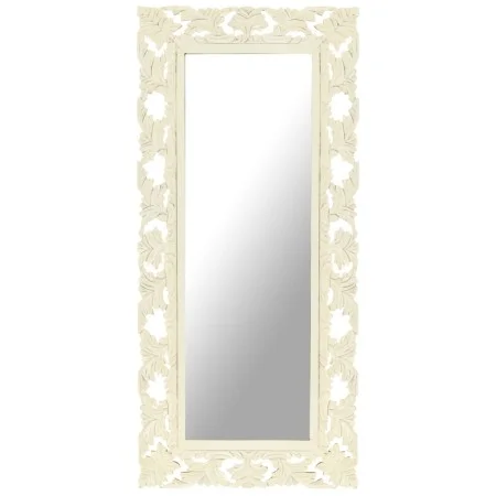 Handgeschnitzter Spiegel massives Mangoholz weiß 110x50 cm von , Spiegel - Ref: Foro24-321643, Preis: 129,28 €, Rabatt: %