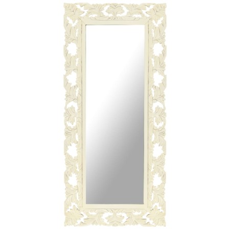 Handgeschnitzter Spiegel massives Mangoholz weiß 110x50 cm von , Spiegel - Ref: Foro24-321643, Preis: 132,04 €, Rabatt: %