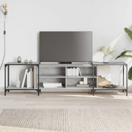 TV stand made of Sonoma gray engineered wood 203x37x50 cm by , TV Furniture - Ref: Foro24-837610, Price: 83,89 €, Discount: %