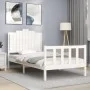 White solid wood bed frame with headboard 100x200 cm by , Beds and slatted bases - Ref: Foro24-3192287, Price: 159,34 €, Disc...