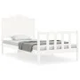 White solid wood bed frame with headboard 100x200 cm by , Beds and slatted bases - Ref: Foro24-3192287, Price: 159,34 €, Disc...