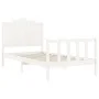 White solid wood bed frame with headboard 100x200 cm by , Beds and slatted bases - Ref: Foro24-3192287, Price: 159,34 €, Disc...