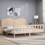 Bed frame with solid wood headboard 200x200 cm by , Beds and slatted bases - Ref: Foro24-3192316, Price: 184,42 €, Discount: %