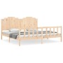 Bed frame with solid wood headboard 200x200 cm by , Beds and slatted bases - Ref: Foro24-3192316, Price: 186,80 €, Discount: %