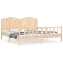 Bed frame with solid wood headboard 200x200 cm by , Beds and slatted bases - Ref: Foro24-3192316, Price: 184,42 €, Discount: %